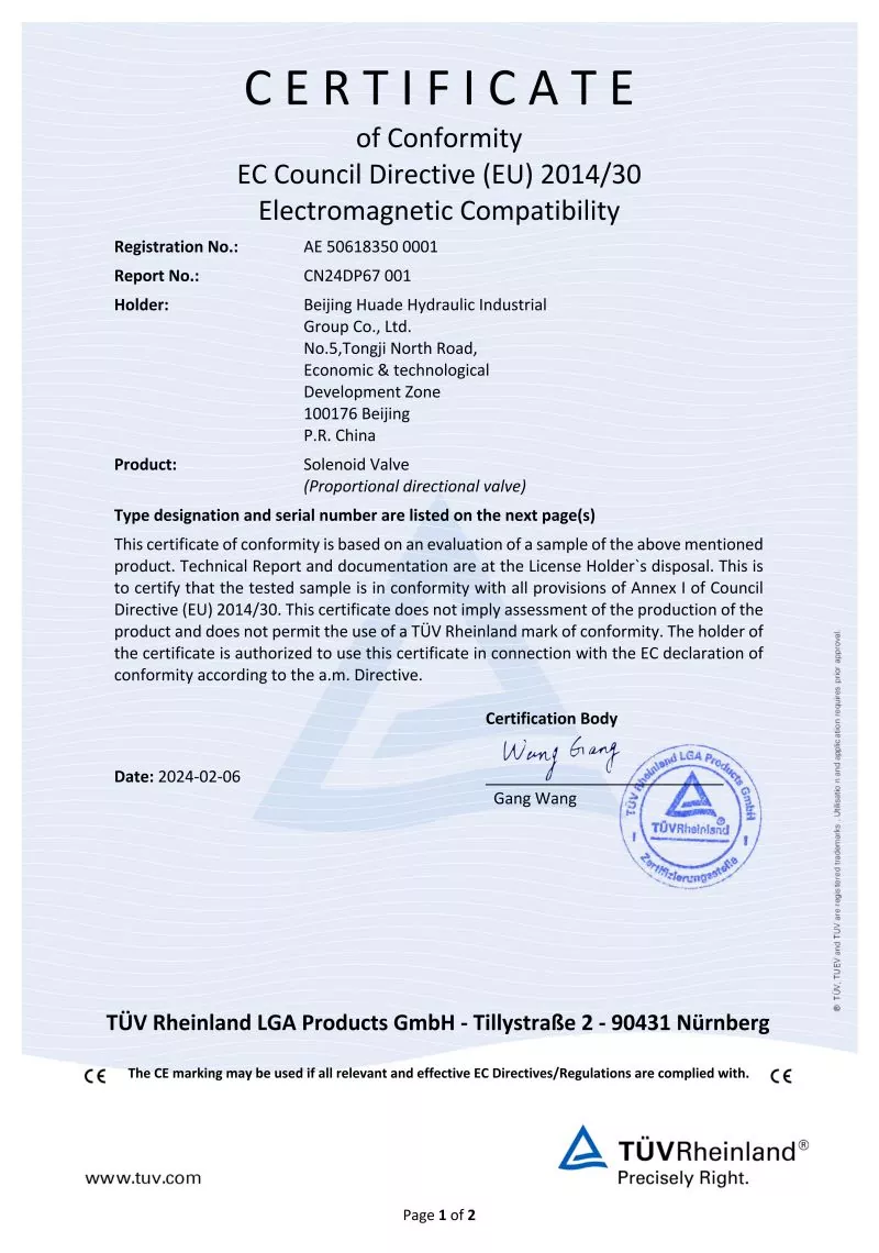 CE Certificate - Pumps and Motors