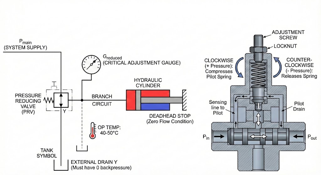 Adjusting Pressure Reducing Valves in Industrial Hydraulic Systems