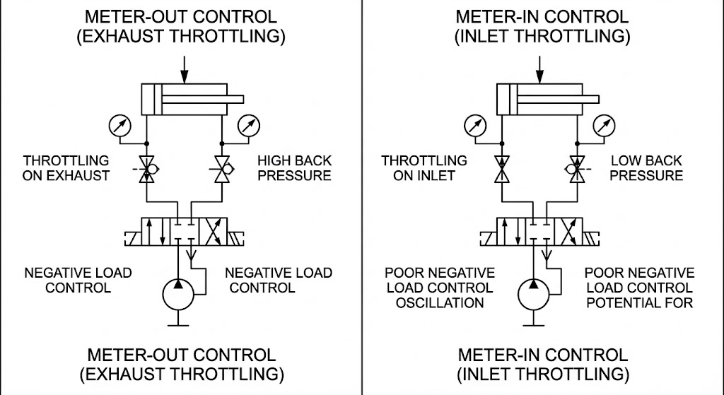 Meter-Out vs Meter-In Control Strategies